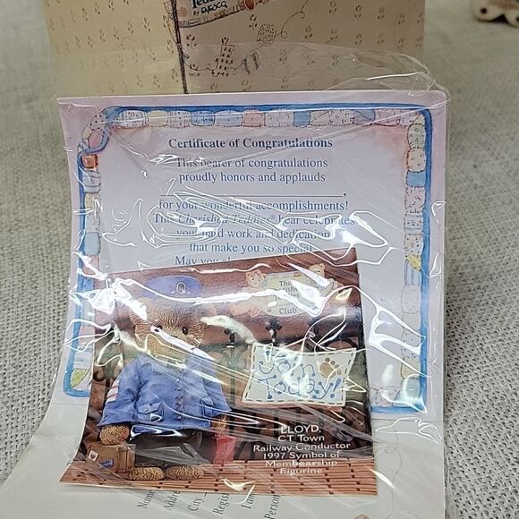 Cherished Teddies Bear "This Calls for a Celebration" Congrats Figurine 1997 w/b - Picture 9 of 9